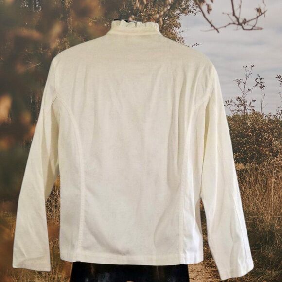 Chico's Ivory tone on tone floral print Military Style Jacket Size 12/14 - Picture 3 of 5